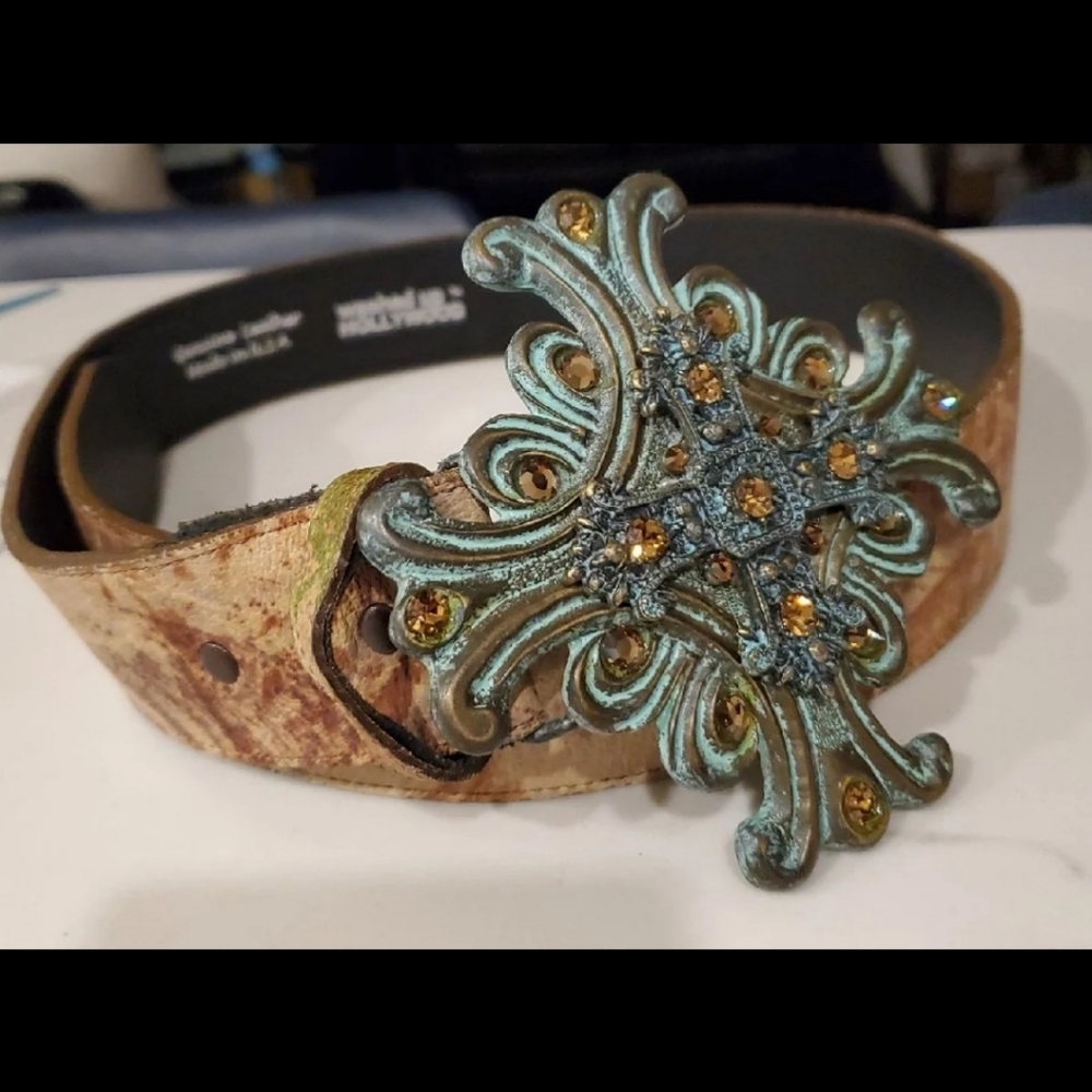 Washed up Hollywood leather belt/cross buckle